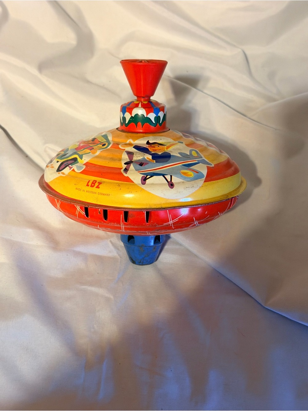 Vintage LBZ Tin Spinning Top Toy Made in Western Germany | Mid Century - Picture 3 of 9